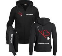 PELUSCIAMO Felpa Infermiera Dottoressa Stetoscopio Cuore | Felpa da Donna con Cappuccio e Zip Lunga | Personalizzabile con Il Tuo Nome La Tua Qualifica e Il Tuo reparto PS 02203-001