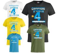 PELUSCIAMO Maglietta Napoli Campione d'Italia | 4 Scudetti T-Shirt Scudetto 2024/2025 | Personalizzabile con Nome e Numero sul Retro PS 27431-NAP-04-SD4