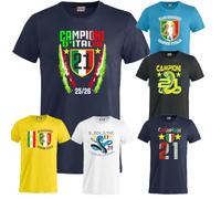 PELUSCIAMO T-Shirt Calcio Campioni d'Italia 21 Scudetti Seconda Stella Internazionale Nero Azzurri Maglietta Cotone PS 27431-SCDINT