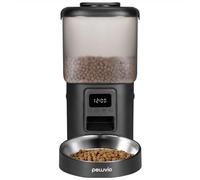 Peluvio CRISPY Distributore Automatico Cibo 4,5L per Cani e Gatti con Porzioni Programmabile, Timer e Display LCD, Ciotola Acciaio, USB-C, Dispenser Crocchette e Acqua per Animali Domestici (Nero)