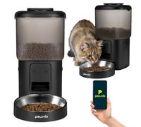 Peluvio CRISPY WI-FI Distributore Automatico Cibo Gatti e Cani WiFi con App, 4,5 L, Programmabile Timer e Porzioni, Registrazione Vocale, Ciotola in Acciaio Inox, Cavo e Batterie, Cavo 2,5 m (Nero)