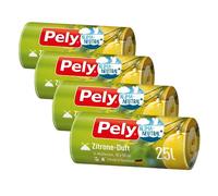 pely Sacchi per la Spazzatura Coulisse al Profumo di Limone - Confezione Risparmio (4 x 14 Pezzi), Gialli, per Lo smaltimento dei rifiuti residui (25 Litri) con Una gradevole fragranza