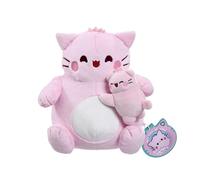 PEMBE - Peluche da 23 cm, piccolo Pembe Abbraccio, personaggio Pink Cat con texture extra morbida, cuscino decorativo per camera da letto, peluche morbido con dettagli ricamati