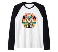 Pembroke Gallese Corgi Proprietario Del Cane Estate Vibes Vacanza Vintage Maglia con Maniche Raglan