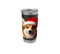 Pembroke Welsh Corgi con cappello di Babbo Natale Natale proprietario del cane Bicchiere termico in acciaio inox doppia parete