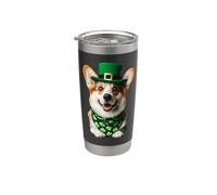 Pembroke Welsh Corgi Dog St Patrick's Day Leprechaun Proprietario Bicchiere termico in acciaio inox doppia parete