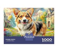 Pembroke Welsh Corgi Jigsaw Puzzles for Adults Challenging Puzzle Games The Impossible Challenge 1000 Pieces Corgi Medieval Castle Garden Difficult Hard Jigsaw Puzzles for Man And Woman with Letters