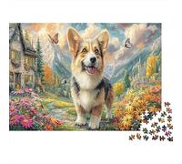Pembroke Welsh Corgi Puzzle 1000 Pezzi Corgi nel Cortile della Cottage Cartone Riciclato Puzzle per Adulti Gioco Educativo Decompressione Decorazione Murale Regalo Ottima Idea Regalo Rilassamento