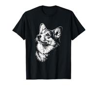 Pembroke Welsh Corgi Ritratto Bianco e Nero Amante dei Cani Maglietta