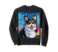 Pembroke Welsh Corgi Ritratto Starry Night Dog Opera d'Arte Felpa