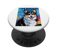 Pembroke Welsh Corgi Ritratto Starry Night Dog Opera d'arte PopSockets PopGrip Adesivo