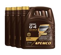 Pemco Diesel G-4 SHPD 15W-40 Olio Motore, ACEA A3/B4 E7, 4x5 L