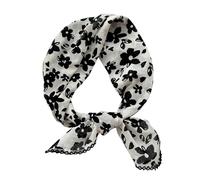 Pemilosci Bandana grande in cotone, fascia per capelli, copertura protettiva, sciarpa per il collo da donna, 71,1 x 71,1 cm, S25-fiore nero - Bianco, taglia unica