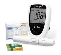 PEMPA 3in1 Monitor della glicemia e Kit per il test del colesterolo a casa e Kit per il test dell'acido urico | Kit per il test del diabete - Kit di glucometri multifunzione con strisce e lancette