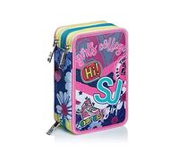 Pen Case 3 Zip SJ Pinky College, Rosa, Taglia unica, Astuccio