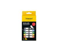 Intenso Basic Line 10 x 8 GB Chiavette USB 2.0 con pratiche etichette per etichettatura, giallo, verde, nero, blu e arancione, con staffa in metallo argentato