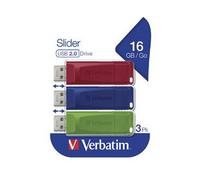 Verbatim Slider - Memoria USB - 3x16 GB, Blu, Rosso, Verde