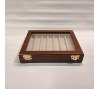 Pen holder box, wooden and velvet case. Display for maxi fountain pens