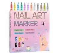 Pen Per Unghie 12 Colori con Punta da 0.7mm per la Costruzione e il Disegno | Penne per Smalto e Unghie Adatti a Principianti, Donne Adolescenti, Manicure, Serata, Ragazze, Bambini e Natale