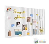 Penbinmall, grande bacheca in feltro autoadesiva 90x60 cm, memo board in feltro con 30 puntine, bacheca per promemoria con spilli per decorazione murale per ufficio e cucina, per foto e memo, bianco