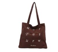 PENCHEAK Borsa a tracolla con lettere ricamate in velluto a coste per le donne Borsa a tracolla casual di grande capacità per la scuola e i viaggi Borsa a tracolla in velluto a coste, Caff, One Size