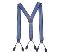 PENCHEAK Bretelle eleganti a forma di Y lunghezza regolabile adatto per la maggior parte degli uomini donne pulsante fine versatile occasione bretelle da uomo per jeans, Twill blu, Taglia unica