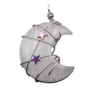 PENCHEAK Cristalli Curativi Moon Cioncenti Mezzaluna Moon And Star Necklace Biielli in Pietra Naturale per Le Donne Stone Guarigione