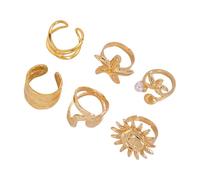 PENCHEAK Eleganti Girasoli Irregolari A Stelle Stelle Aperti Eleganti Dito Regolabili In Oro O Argento Dichiarazione Coppia