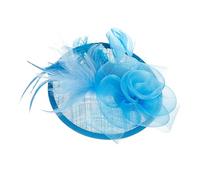 PENCHEAK Fascinator in lino con capelli sofisticato accessorio per abiti da festa unico fascinator in lino per cerimonia nuziale copricapo alla moda britannica, Blu lago, Taglia unica