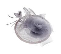 PENCHEAK Fascinator in lino con capelli sofisticato accessorio per abiti da festa unico fascinator in lino per cerimonia nuziale copricapo alla moda britannica, grigio, Taglia unica