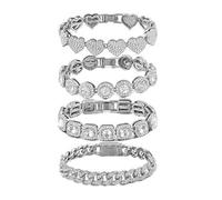 PENCHEAK Set 4 Eleganti Texture In Lega In Perline Braccialetto Bracciale A Collegamento.
