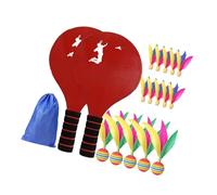 PENCHEAK Set da 18 Pezzi Professionale da Cricket per Bambini, batminton, comprese Racchette in Legno e Palline di qualità, Giocattolo per Bambini, Giocattolo Sportivo per Bambini.