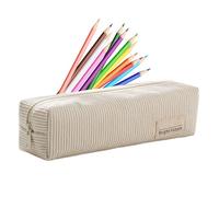 Pencil Bag Case, Corduroy Pen Pouch, 8.46x2.36x2.36 Inches Wide Opening Organizer, Soft Stationery Holder for Craft College Kids School Classroom Travel and Daily Study Storage with Stylish Design