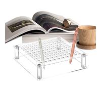 Pencil Brush Holder, 100-Hole Acrylic Pen Display Rack, Large-Capacity Tabletop Organizer, Clear Desk Stand for Paint Brushes, Living Room, Den, or Bedroom Use, 7.48x7.48x1.97 inches, Transparent