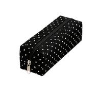 Pencil Case - Cute Polka Dots Pencil Pouch, Large Capacity School Organizer | Stationery Makeup Storage, Vintage Style, Soft Carrying Pouch, High School College Classroom, Home Office Travel Use
