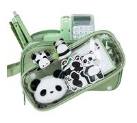 Pencil Case, Kids Pencil Pouch, School Stationery Bag, Charming Cartoon Panda Pencil Pouch, Portable Stationery Organizer with Multiple Compartments, Lightweight PVC and Canvas, for Boys and Girls