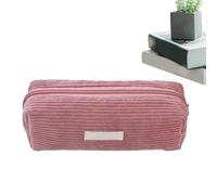 Pencil Case - Stationery Case | Pen Case | Organizer Case | Corduroy Pencil Case With Compartments Pouch Large Capacity Stationery Pen Storage Pouch Zipper Pencil Organizer Box For School, rosa