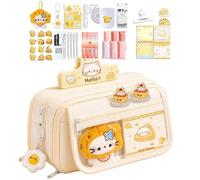 Pencil Case With Supplies | Cheese Cat Design High Capacity Stationery Set