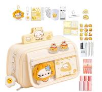 Pencil Case with Supplies - Cheese Cat Design Pencil Case, Stationery Set