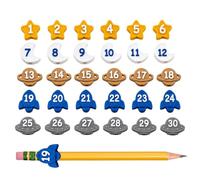 Pencil Charms - 30-Piece Colorful, Reusable Labels Set, Decorative Statione