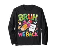 Pencil Crayon First Day of School Bruh We Back Fifth Grade Maglia a Manica