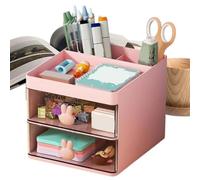 Pencil Holder, Art Supplies Organizer, Multi Compartment Design 4.72x4.53 Inches, Desktop Pen Storage Box for Home, Studio, Vanity, Desk, Classroom, Study Room, White Pink Blue