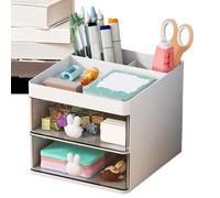 Pencil Holder, Art Supplies Organizer, Multi Compartment Design 4.72x4.53 Inches, Desktop Pen Storage Box for Home, Studio, Vanity, Desk, Classroom, Study Room, White Pink Blue