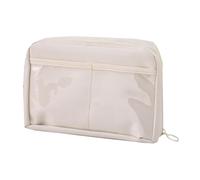 Pencil Pouch, Pen Storage Bag, Wide Opening with Handle Portable Stationery Organizer for Middle and Primary School, 8,46 x 5,91 x 2,17 pollici, Poliestere Canvas, Creamy, Se référer au descriptif,