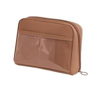 Pencil Pouch, Pen Storage Bag, Wide Opening with Handle Portable Stationery Organizer for Middle and Primary School, 8,46 x 5,91 x 2,17 pollici, Poliestere Canvas, marrone, Se référer au descriptif,