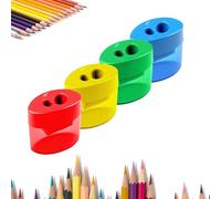 Pencil Sharpeners with Lid, 4 PCS Pencil Sharpeners with Lid, Dual Holes Compact Colored Handheld Pencils Sharpener, Portable Pencils Sharpener, for Office Home (A Ellipse,4PCS)