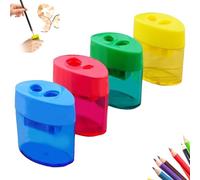 Pencil Sharpeners with Lid, Dual Holes Compact Colored Handheld Pencil Sharpener, Portable Pencils Sharpener, for Adults Students Home Office (4pc oval)