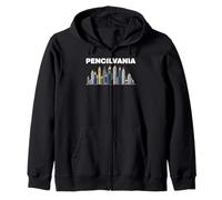 Pencilvania PA Pencil Skyline Divertente Pennsylvania Gioco di Parole Felpa con Cappuccio