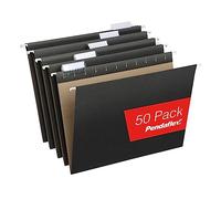 Pendaflex Cartelle appese per cartelle portadocumenti, confezione da 50, colore nero, formato lettera, con linguette regolabili da 1/5, 21,5 x 28,5 cm