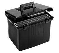 Pendaflex Scatola portadocumenti portatile con guide portadocumenti, coperchio incernierato con doppia chiusura, nero, 3 cartelle nere da appendere incluse (41742AMZ)
